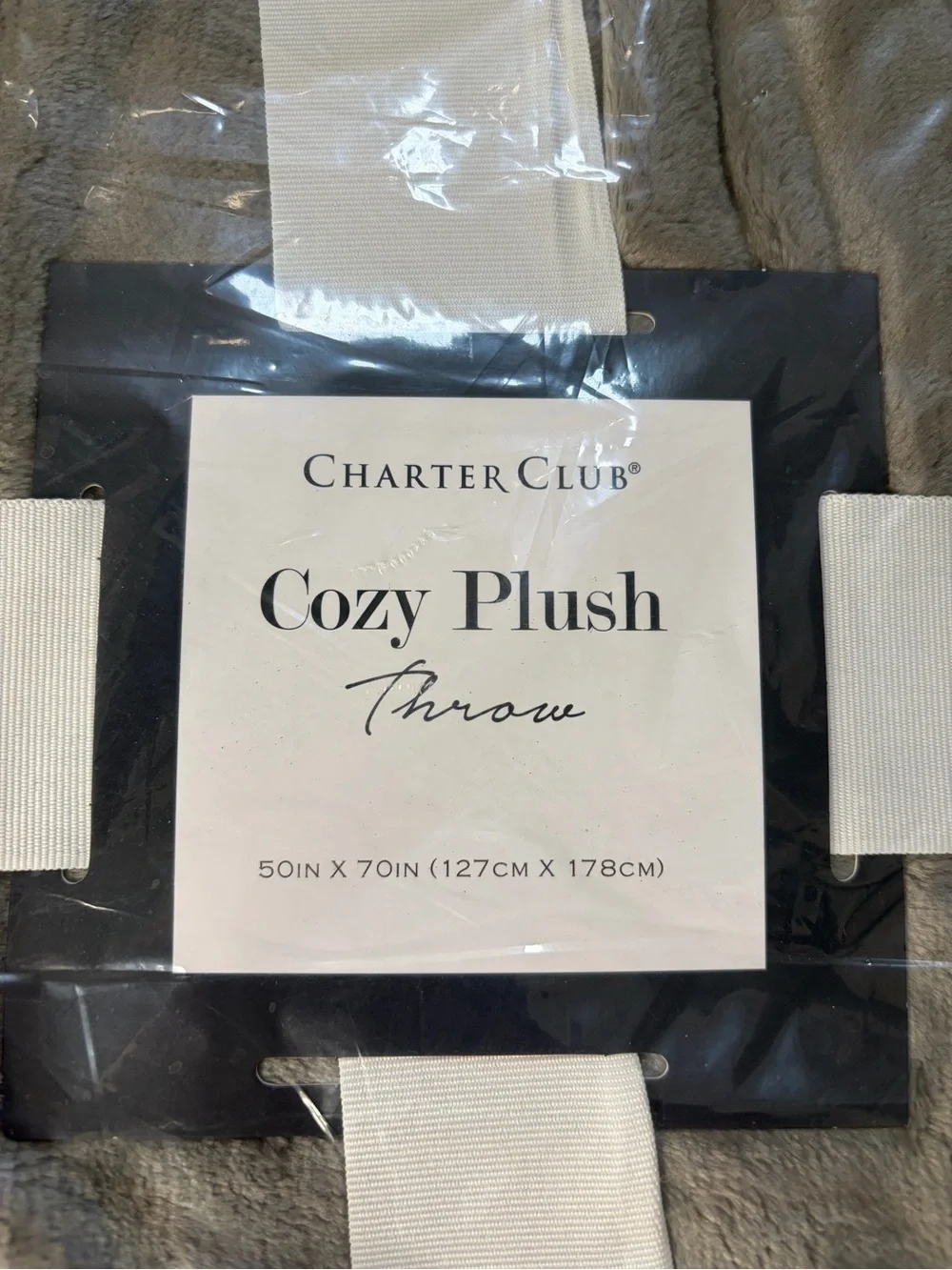 Charter Club Gray Faux Fur Throw Blanket - Plush Cozy 50x 70 inches Brand New